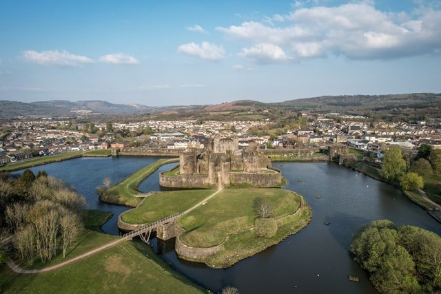 Caerphilly Castle from the air