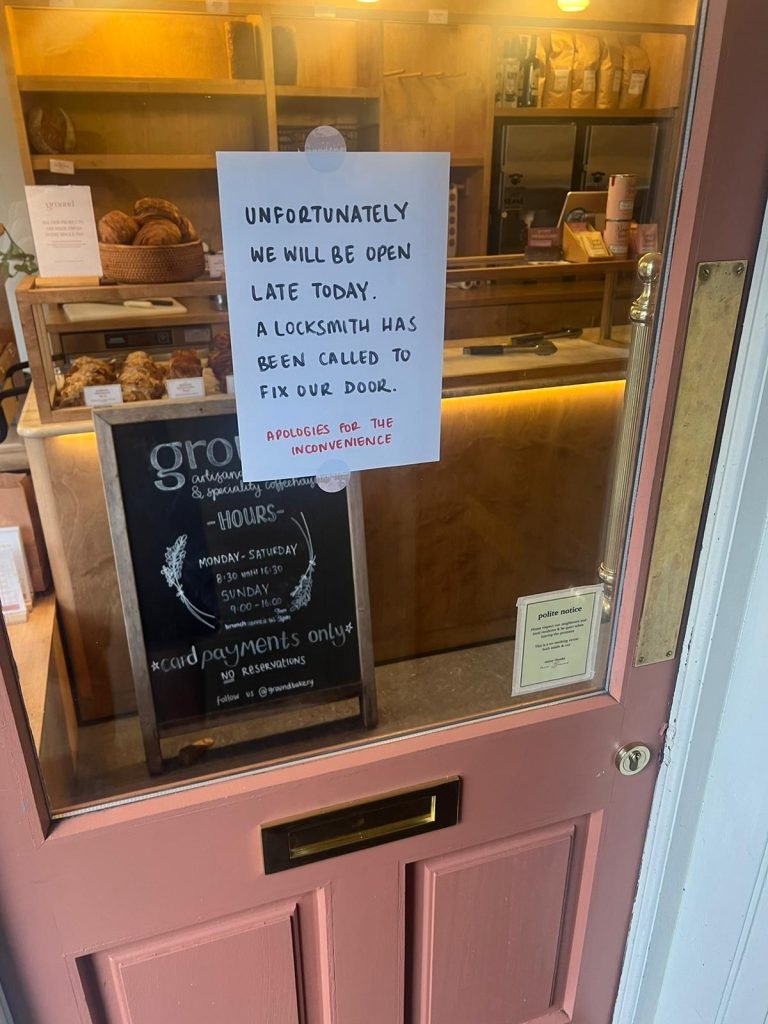 Pontcanna Ground Cafe Bakery locksmith opens door